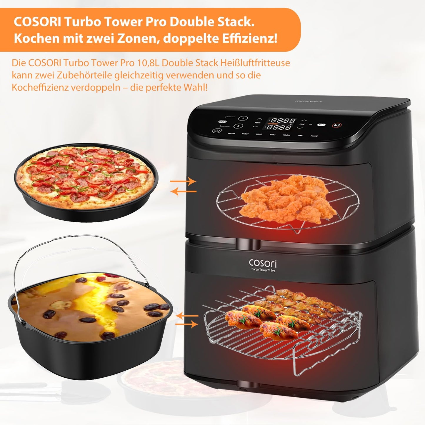 11-Teiliges Mit COSORI Turboblaze Zubehör 6L Airfryer XXL 5,5L 6,4L,BPA-frei COSORI Turbo Tower Pro Smart 10,8L