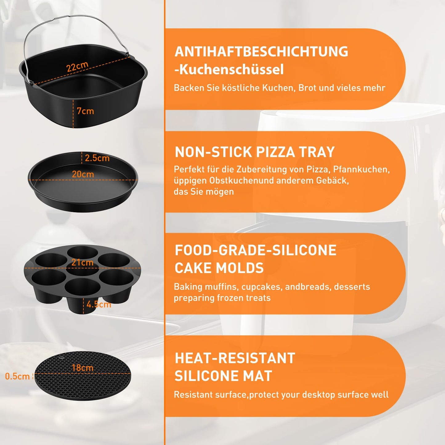 11-Teiliges Mit COSORI Turboblaze Zubehör 6L Airfryer XXL 5,5L 6,4L,BPA-frei COSORI Turbo Tower Pro Smart 10,8L