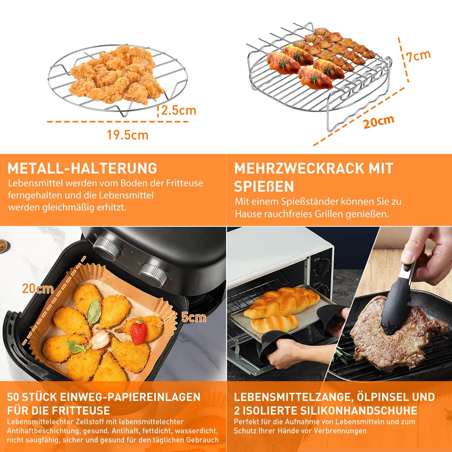 11-Teiliges Mit COSORI Turboblaze Zubehör 6L Airfryer XXL 5,5L 6,4L,BPA-frei COSORI Turbo Tower Pro Smart 10,8L