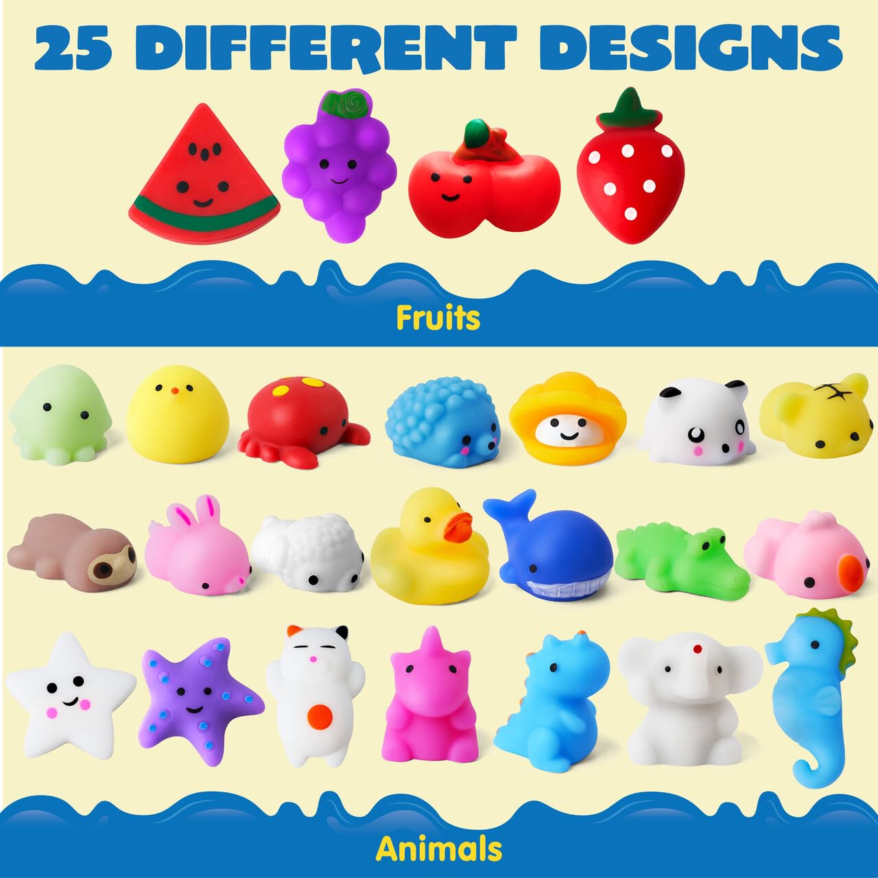 JOYIN Mochi Squishy Toys Set, Random 25 Pack Mini Mochi Squishy Mitgebsel Kindergeburtstag für Kinder