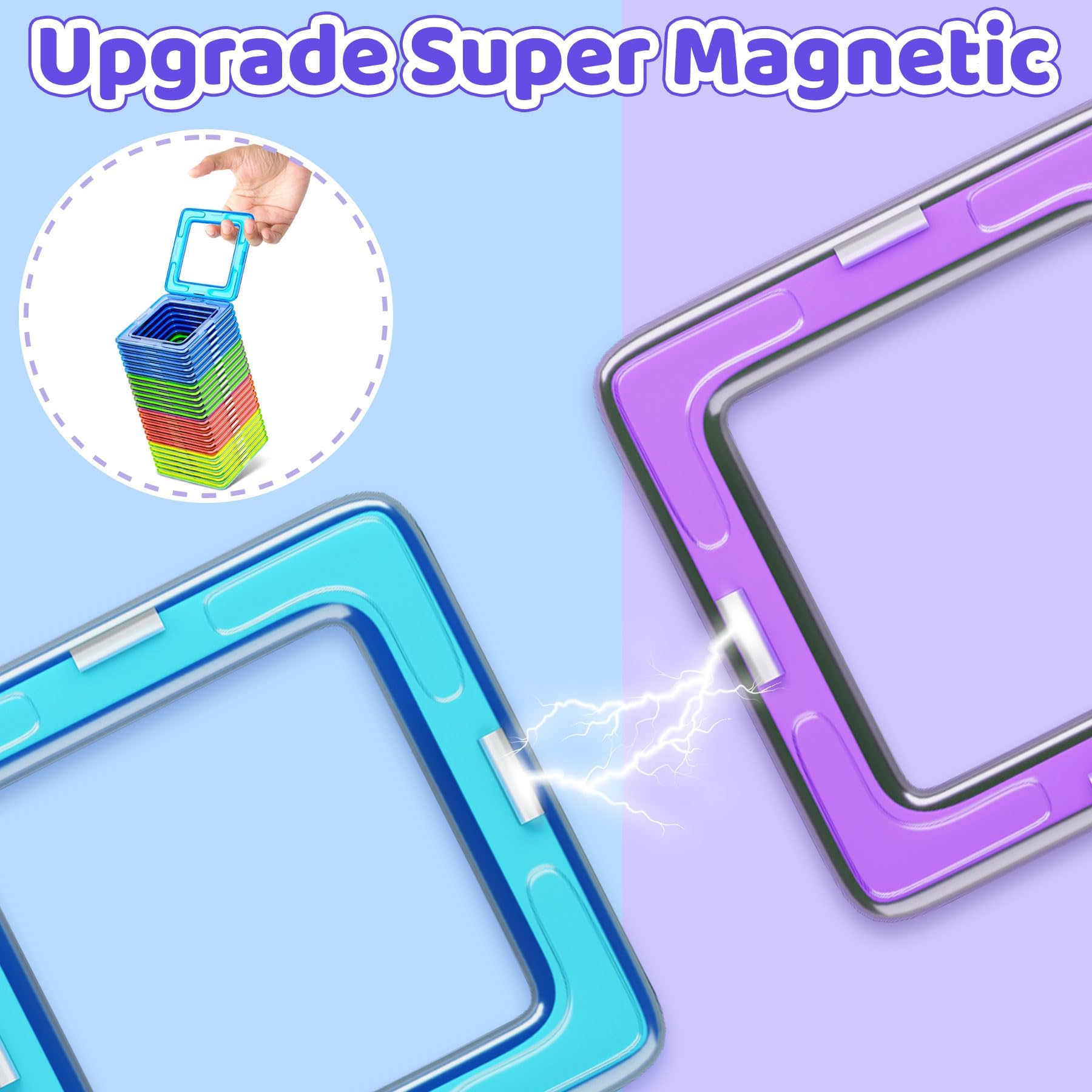 COOLJOY Magnetische Bausteine, 40 Teile Magnetbausteine Magnete Kinder, Magnetspielzeug Tiles, Magnet bausteine