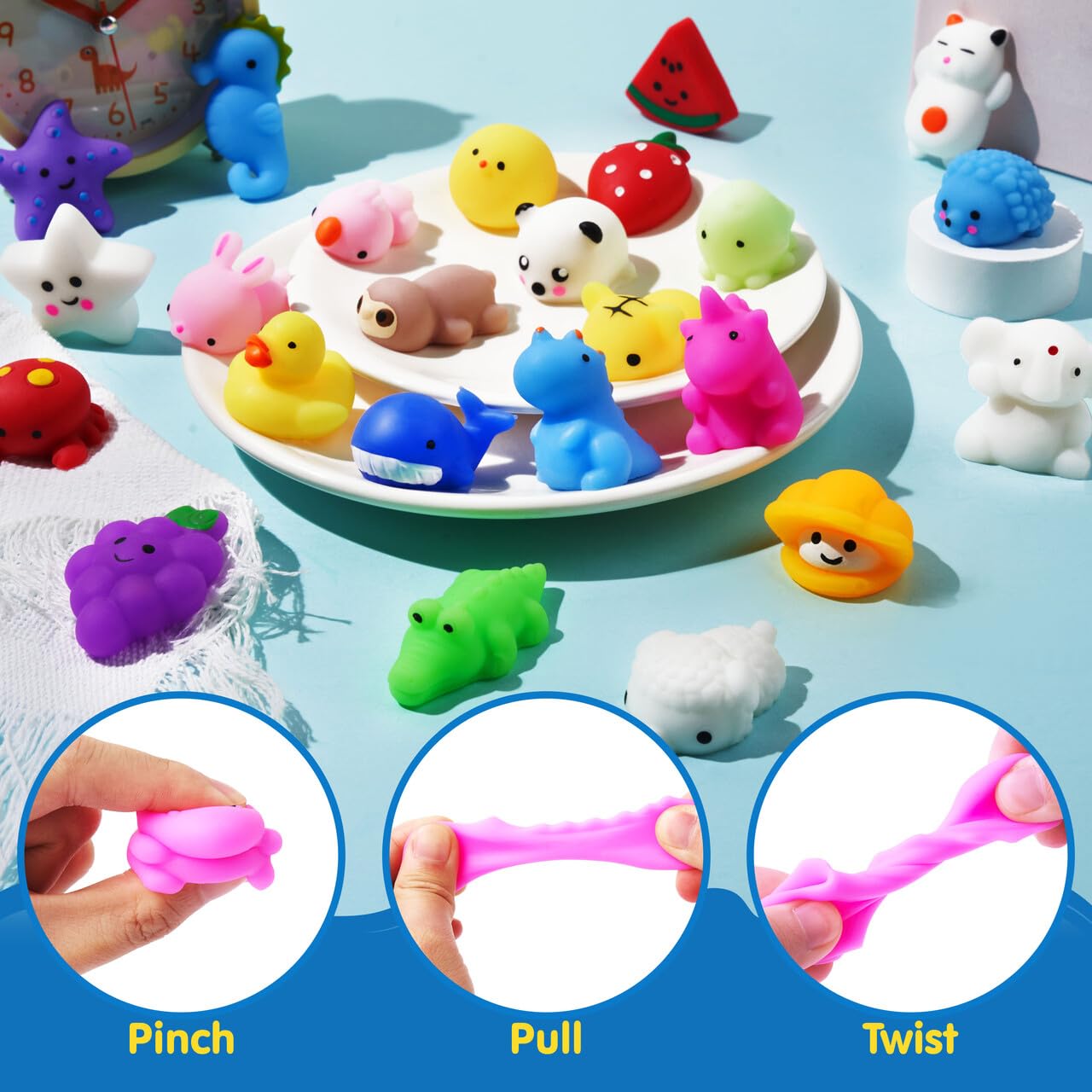 JOYIN Mochi Squishy Toys Set, Random 25 Pack Mini Mochi Squishy Mitgebsel Kindergeburtstag für Kinder