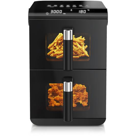 Arendo - Heißluftfritteuse XXL Dual Zone 2 Kammern – 11,4L Kapazität – 2 Zonen – Airfryer Doppelkammer mit Sichtfenster – 13 Programme – BPA-frei