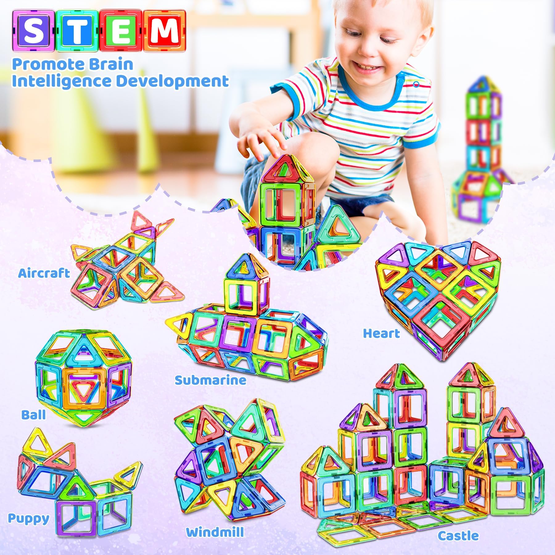 COOLJOY Magnetische Bausteine, 40 Teile Magnetbausteine Magnete Kinder, Magnetspielzeug Tiles, Magnet bausteine