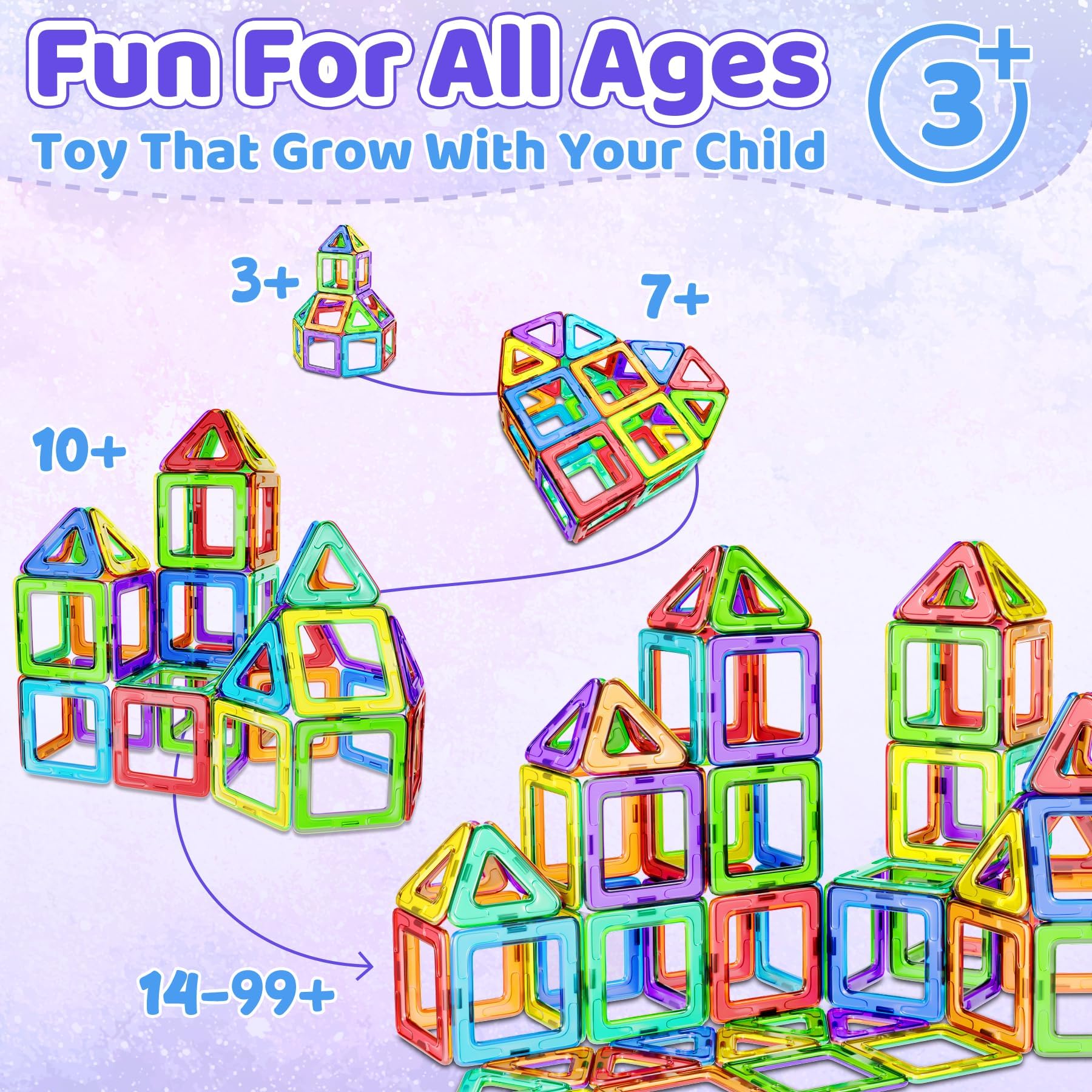 COOLJOY Magnetische Bausteine, 40 Teile Magnetbausteine Magnete Kinder, Magnetspielzeug Tiles, Magnet bausteine