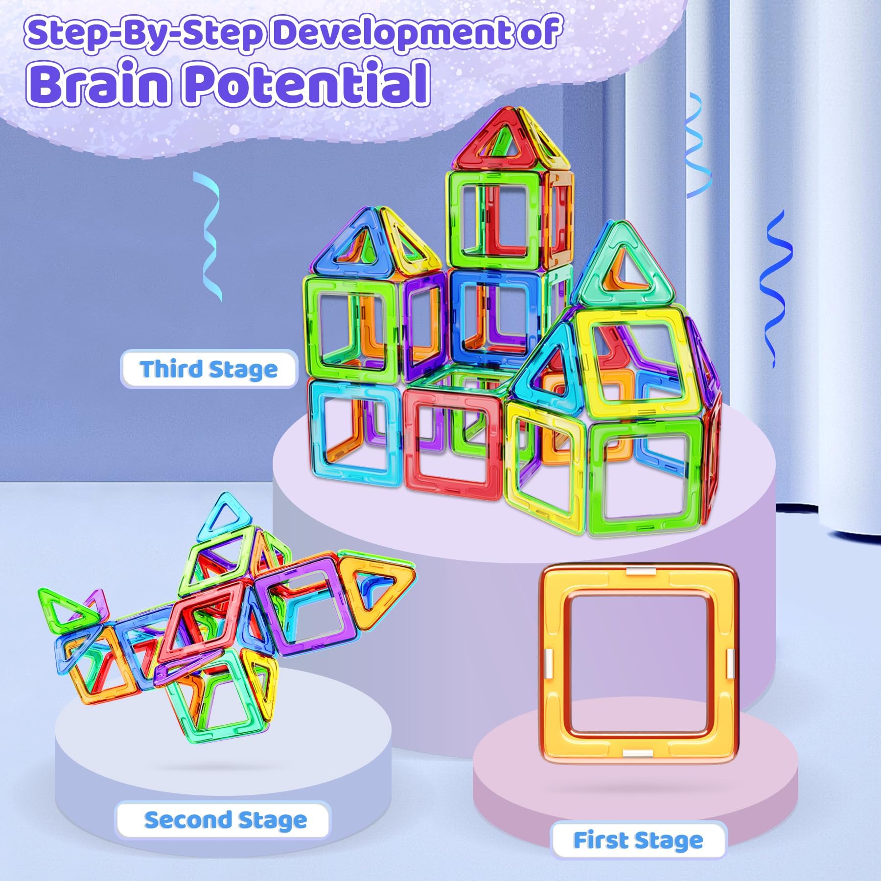 COOLJOY Magnetische Bausteine, 40 Teile Magnetbausteine Magnete Kinder, Magnetspielzeug Tiles, Magnet bausteine