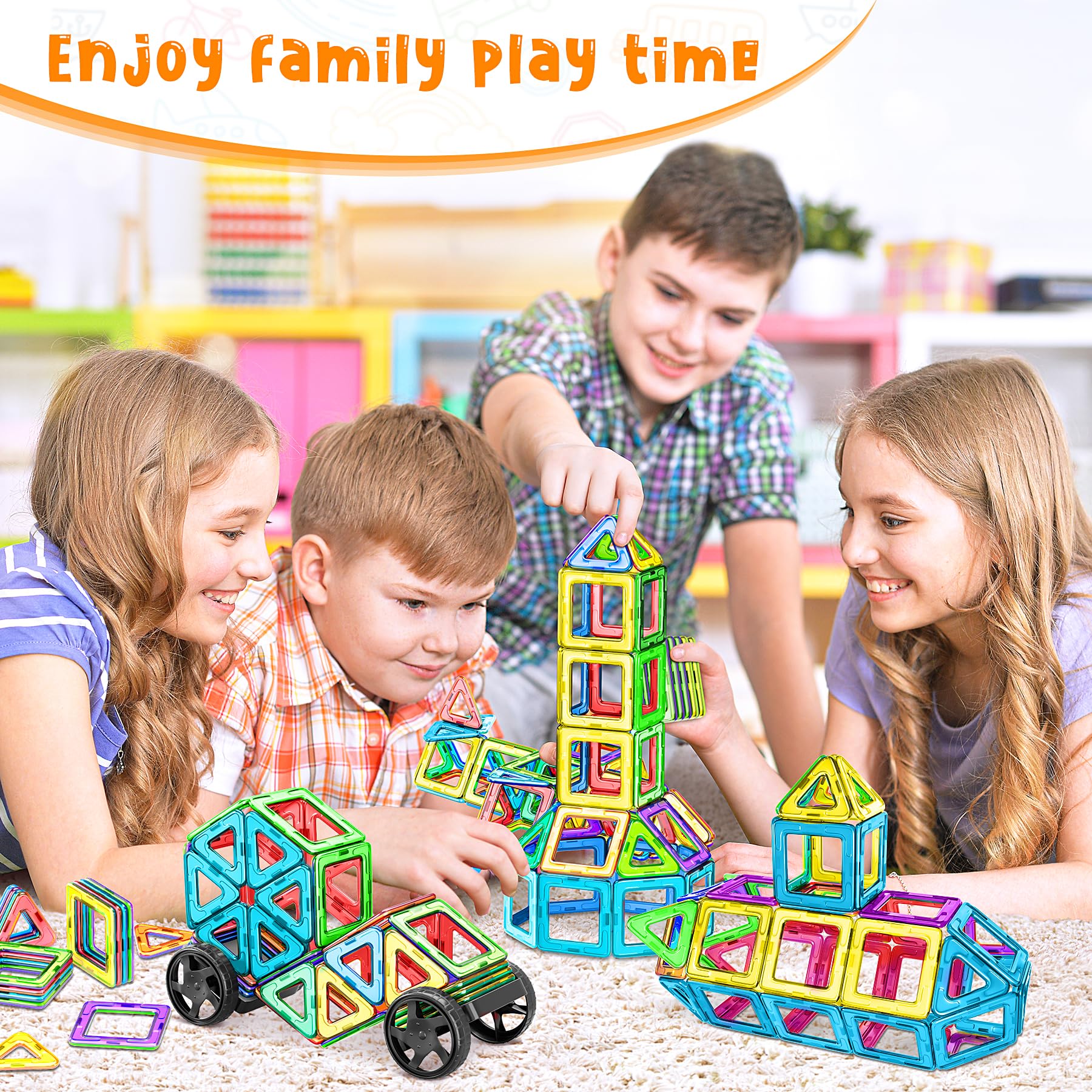 COOLJOYA Magnetische Bausteine 48 Teile, Magnetspiel STEM Magnetbausteine, Montessori Spielzeug ab 3 Jahre